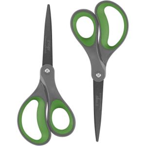 imageLIVINGO 8quot 2 Pack Scissors Titanium Coated Sharp Stainless Steel Nonstick Scissors All Purpose Comfort Grip Handles Shears for Office Home Supplies Crafting DIY Cutting Tape Adhesive General Use2 Pack 8 GreyGreen