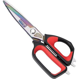 imageLIVINGO Heavy Duty Kitchen Shears  Titanium Coated Hot Forged Sharp Multipurpose Stainless Steel Utility Shears for Household Culinary Food Cutting Chicken Meat Cooking Dishwasher Safe 95 InchC  Kitchen Scissors