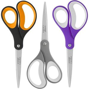 imageLIVINGO Sharp Scissors Bulk  8 Scissors Set Pack of 36 Comfort Grip Shears All Purpose Cutting Paper Fabric Sewing for Home Office Middle High School Teacher Student Classroom Crafts Supplies3 PCSTG6