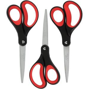 imageLIVINGO Sharp Scissors Bulk  8 Scissors Set Pack of 36 Comfort Grip Shears All Purpose Cutting Paper Fabric Sewing for Home Office Middle High School Teacher Student Classroom Crafts Supplies3 PCSTG3