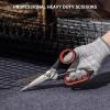 imageLIVINGO Damascus Steel Scissors Heavy Duty  10 Inch Forged Steel Sharp Shears All Purpose with Holster for Sewing Crafting Cutting Leather Fabric Cardboard Rope Industrial Home Office