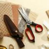 imageLIVINGO Damascus Steel Scissors Heavy Duty  10 Inch Forged Steel Sharp Shears All Purpose with Holster for Sewing Crafting Cutting Leather Fabric Cardboard Rope Industrial Home Office