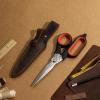 imageLIVINGO Damascus Steel Scissors Heavy Duty  10 Inch Forged Steel Sharp Shears All Purpose with Holster for Sewing Crafting Cutting Leather Fabric Cardboard Rope Industrial Home Office