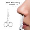 imageLIVINGO Premium Curved and Rounded Nose Hair Scissors for Men 2 PC Set Nail Cuticle Manicure Scissors Shears Kit for BeardMustache Ear Facial Hair Eyebrows Eyelashes for WomenS  Nose Straight Scissors
