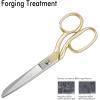 imageLIVINGO Professional Fabric Sewing Scissors Multipurpose Heavy Duty Forged Stainless Steel Sharp Bent Blade Dressmaker Classic Cutting Leather Cloth Tailor Shears for Home  8 inch GoldBgold