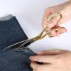 imageLIVINGO Professional Fabric Sewing Scissors Multipurpose Heavy Duty Forged Stainless Steel Sharp Bent Blade Dressmaker Classic Cutting Leather Cloth Tailor Shears for Home  8 inch GoldBgold