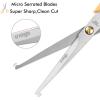 imageLIVINGO Professional Pet Grooming Scissors for Cats ampamp Dogs Titanium Coated Safe Rounded Tip and Micro Serrated Trimming Shears for Animal Face Nose Ear and Paw Hair 2 Pack 65 inch