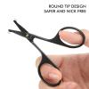 imageLIVINGO Sharp 45quot Mustache Scissors 35quot Round Tip Nose Hair Scissors Small Comb with Leather Pouch Stainless Steel Grooming Facial Scissors Kit BlackBlack
