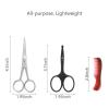 imageLIVINGO Sharp 45quot Mustache Scissors 35quot Round Tip Nose Hair Scissors Small Comb with Leather Pouch Stainless Steel Grooming Facial Scissors Kit BlackBlack  Silver