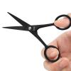 imageLIVINGO Sharp 45quot Mustache Scissors 35quot Round Tip Nose Hair Scissors Small Comb with Leather Pouch Stainless Steel Grooming Facial Scissors Kit BlackBlack