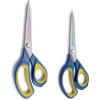 imageLIVINGO 2 Pack Premium Tailor Scissors Heavy Duty MultiPurpose Titanium Coating Forged Stainless Steel Sewing Fabric Leather Dressmaking Comfort Grip Shears Professional Crafting 85 ampamp 95INCHBlue  Yellow