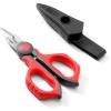 imageLIVINGO Electrician Scissors 6 Inch Sharp Heavy Duty Wire Shears  Stainless Steel Serrated Notch Blade with Belt Clip Stripper Fiber Optic Crimping Aluminium Copper Soft Cable Line