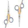 imageLIVINGO Professional Pet Grooming Scissors for Cats ampamp Dogs Titanium Coated Safe Rounded Tip and Micro Serrated Trimming Shears for Animal Face Nose Ear and Paw Hair 2 Pack 65 inch