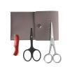 imageLIVINGO Sharp 45quot Mustache Scissors 35quot Round Tip Nose Hair Scissors Small Comb with Leather Pouch Stainless Steel Grooming Facial Scissors Kit BlackBlack  Silver