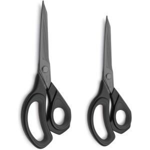 imageLIVINGO 2 Pack Premium Tailor Scissors Heavy Duty MultiPurpose Titanium Coating Forged Stainless Steel Sewing Fabric Leather Dressmaking Comfort Grip Shears Professional Crafting 85 ampamp 95INCHBlack
