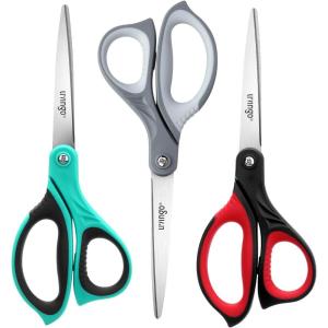 imageLIVINGO 3 Pack Sharp Scissors 85 inch Comfort Grip Scissors All Purpose for Office Stainless Steel Shears for Home Heavy Duty Cutting Fabric Sewing Paper School Crafting DIYBlueRedGrey