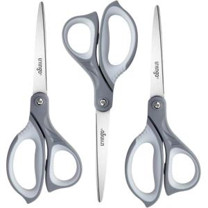 imageLIVINGO 3 Pack Sharp Scissors 85 inch Comfort Grip Scissors All Purpose for Office Stainless Steel Shears for Home Heavy Duty Cutting Fabric Sewing Paper School Crafting DIYGray