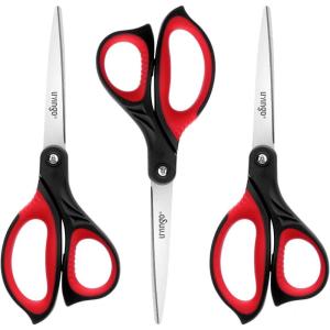 imageLIVINGO 3 Pack Sharp Scissors 85 inch Comfort Grip Scissors All Purpose for Office Stainless Steel Shears for Home Heavy Duty Cutting Fabric Sewing Paper School Crafting DIYRed