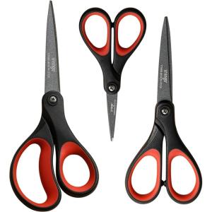 imageLIVINGO 3 Pack Titanium Scissors All Purpose  Non Stick Stainless Steel Sharp Scissors Set Heavy Duty for Office School Sewing Crafting Cutting Fabric Paper Comfortable Grip 5 7 ampamp 8