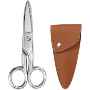 imageLIVINGO 515 Inch Heavy Duty Electrician Scissors Professional Forged Stainless Steel Electrical Shears with Notches for Industrial Stripping Cutting Telecom Cable Wire