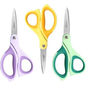 imageLIVINGO 6 Kids Scissors for School  Pointed Tip Student Scissors for Children Comfortable Grip Craft Cutting Paper Ages 811
