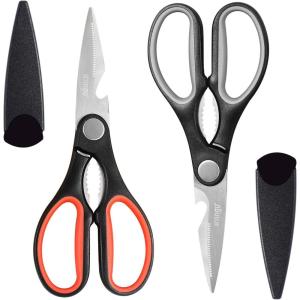 imageLIVINGO 8quot Kitchen Scissors All Purpose  2 Pack Heavy Duty Kitchen Meat Shears Stainless Steel Multifunction Food Scissors for Cooking Cutting Chicken Turkey Bones Poultry Fish and Vegetables