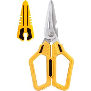 imageLIVINGO Heavy Duty Scissors All Purpose  787quot Sharp Utility Shears Multifunction Blades with Protective Cover for Industrial Home Repair and Outdoor Cutting Cable Rope Plastic Leather and Wire