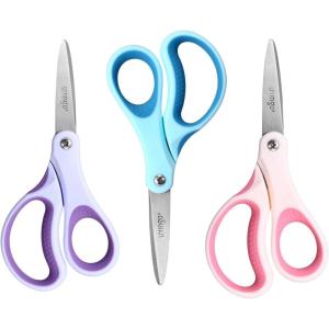 imageLIVINGO Kids Scissors for Ages 811  3 Pack 6 Pointed Tip Stainless Steel School Scissors for Children Teacher Classroom Crafting