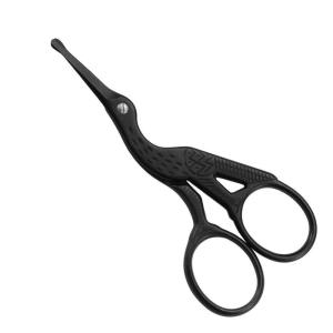imageLIVINGO Premium Curved and Rounded Nose Hair Scissors for Men 2 PC Set Nail Cuticle Manicure Scissors Shears Kit for BeardMustache Ear Facial Hair Eyebrows Eyelashes for WomenStork B  Nose Straight Scissors