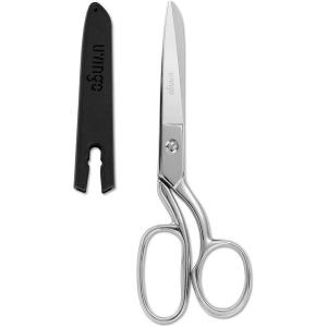 imageLIVINGO Professional Fabric Sewing Scissors Multipurpose Heavy Duty Forged Stainless Steel Sharp Bent Blade Dressmaker Classic Cutting Leather Cloth Tailor Shears for Home  8 inch GoldAsilver