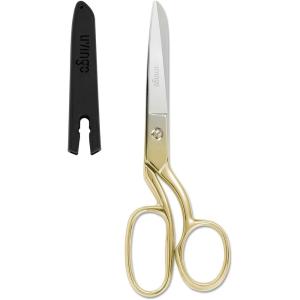 imageLIVINGO Professional Fabric Sewing Scissors Multipurpose Heavy Duty Forged Stainless Steel Sharp Bent Blade Dressmaker Classic Cutting Leather Cloth Tailor Shears for Home  8 inch GoldBgold