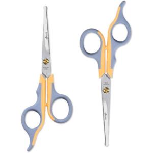 imageLIVINGO Professional Pet Grooming Scissors for Cats ampamp Dogs Titanium Coated Safe Rounded Tip and Micro Serrated Trimming Shears for Animal Face Nose Ear and Paw Hair 2 Pack 65 inch