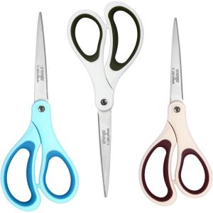 imageLIVINGO Scissors All Purpose  Titanium Coated Heavy Duty Sharp Stainless Steel Comfortable Shears for Office Home School Cutting Paper Fabric Sky Blue ampamp Pink ampamp White 3 PiecesSky Blue  Pink  White