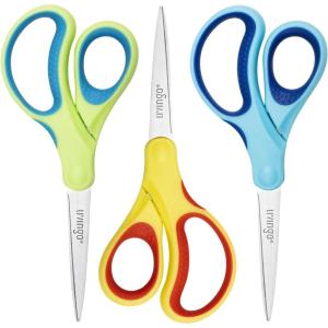 imageLIVINGO Scissors for School  Sharp Pointed Tip All Purpose Scissors Students Teachers Crafts Middle High School College Office Home Right ampamp Left Handed Scissors Blue Green Purple 3 Pack 7 InchYellow  Blue  Neon Green