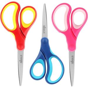 imageLIVINGO Scissors for School  Sharp Pointed Tip All Purpose Scissors Students Teachers Crafts Middle High School College Office Home Right ampamp Left Handed Scissors Blue Green Purple 3 Pack 7 InchBlue  Red  Pink