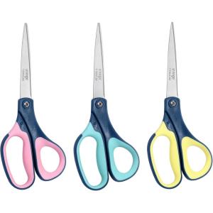 imageLIVINGO Titanium Scissors All Purpose  3 Pack 85 Sharp Stainless Steel Heavy Duty Shears for Office Home Crafting Cutting Paper Fabric